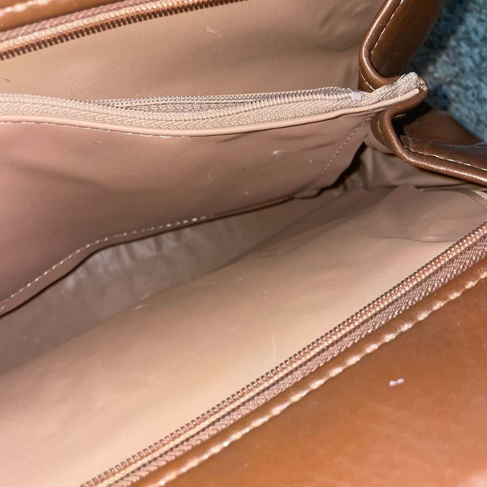 Vintage Brown Faux Leather Multi-Compartment Organizer Crossbody Bag - Picture 7 of 7